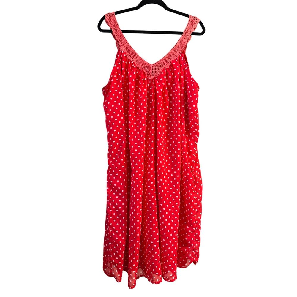 Jennifer Lauren Women's Plus Size Red & White Polka Dot Crochet Sundress Size 1X